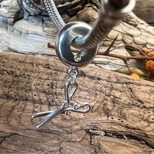 Truth PK 925 European Charm Scissors Dangle Sterling Silver Profession Bead Art